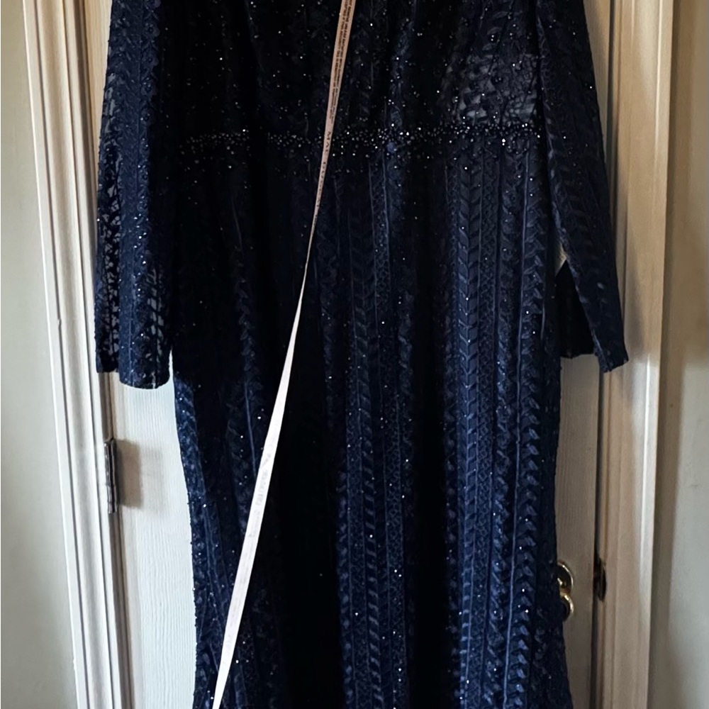 Mac Duggal Midnight Blue Long Sleeve Dress Perfect Mother of the Bride or Groom